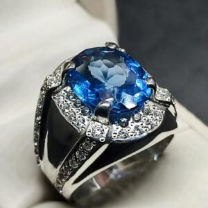 Blue Topaz Sterling Silver Men’s Ring
