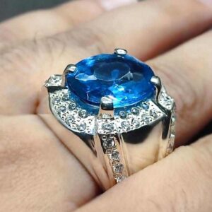Blue Topaz Sterling Silver Men’s Ring