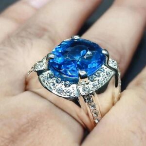 Blue Topaz Sterling Silver Men’s Ring