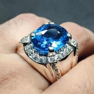 Blue Topaz Sterling Silver Men’s Ring