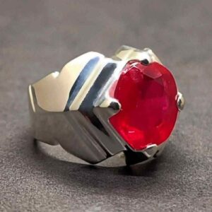 7 Carat Created Ruby Mens Ring