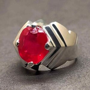 7 Carat Created Ruby Mens Ring