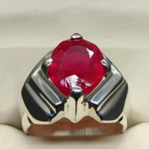 7 Carat Created Ruby Mens Ring