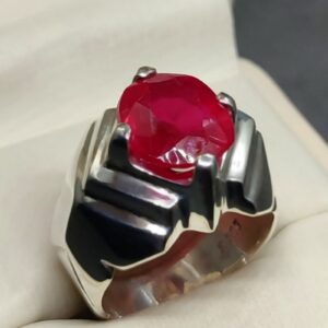 7 Carat Created Ruby Mens Ring