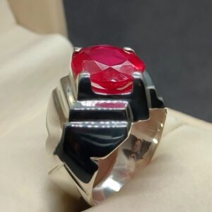 7 Carat Created Ruby Mens Ring