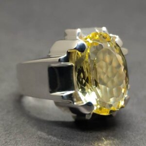 Yellow Topaz Sterling Silver Men’s Ring