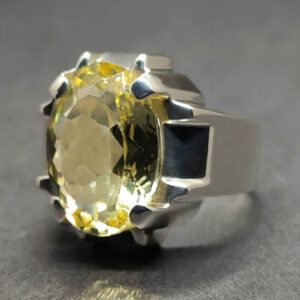 Yellow Topaz Sterling Silver Men’s Ring