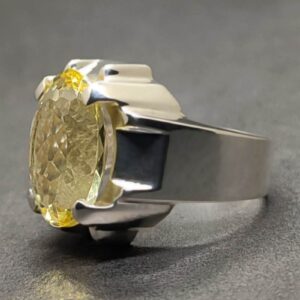 Yellow Topaz Sterling Silver Men’s Ring