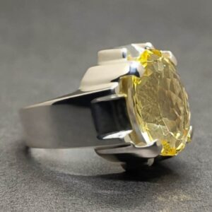 Yellow Topaz Sterling Silver Men’s Ring