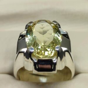 Yellow Topaz Sterling Silver Men’s Ring