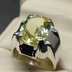 Yellow Topaz Sterling Silver Men’s Ring