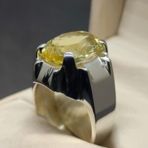 Yellow Topaz Sterling Silver Men’s Ring