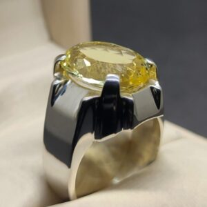 Yellow Topaz Sterling Silver Men’s Ring