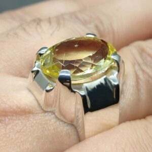 Yellow Topaz Sterling Silver Men’s Ring