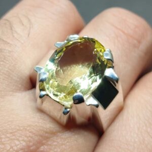Yellow Topaz Sterling Silver Men’s Ring