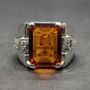 13 Carat Yellow Citrine Men’s Channel Set Ring