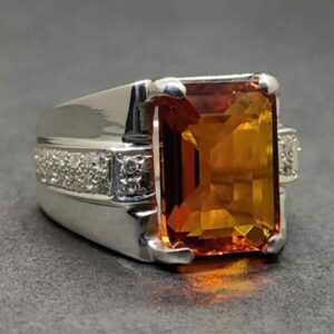 13 Carat Yellow Citrine Men’s Channel Set Ring
