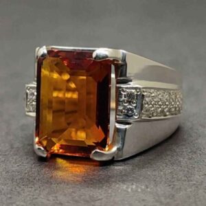13 Carat Yellow Citrine Men’s Channel Set Ring