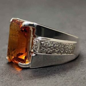 13 Carat Yellow Citrine Men’s Channel Set Ring