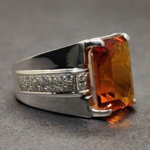 13 Carat Yellow Citrine Men’s Channel Set Ring