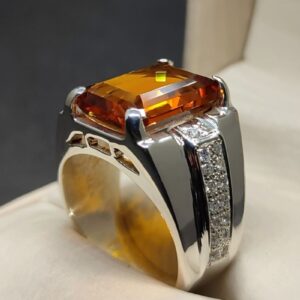 13 Carat Yellow Citrine Men’s Channel Set Ring