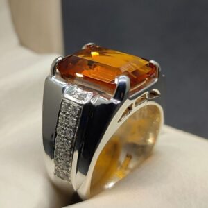 13 Carat Yellow Citrine Men’s Channel Set Ring