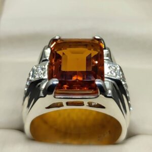 13 Carat Yellow Citrine Men’s Channel Set Ring