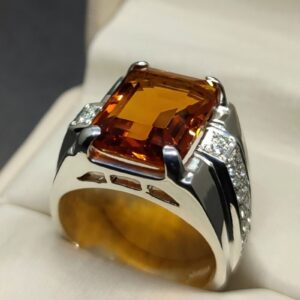 13 Carat Yellow Citrine Men’s Channel Set Ring