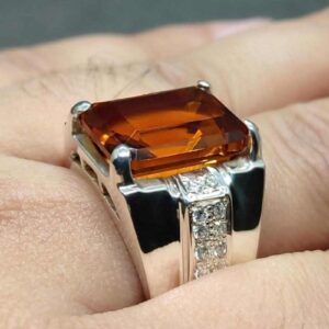 13 Carat Yellow Citrine Men’s Channel Set Ring