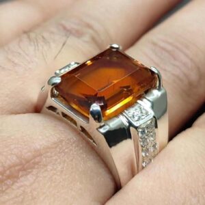 13 Carat Yellow Citrine Men’s Channel Set Ring