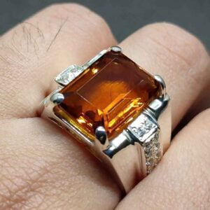 13 Carat Yellow Citrine Men’s Channel Set Ring