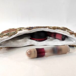 White Handmade Beaded Floral Clutch Bag