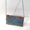 Blue Floral Handmade Beaded Clutch Bag