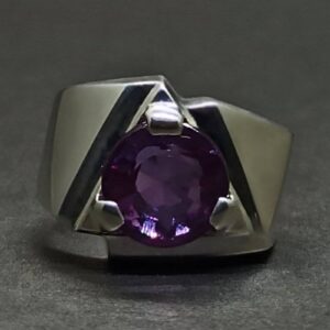 Round Cut 5 Carat Lab Alexandrite Sterling Silver 925, 14k, 18k Gold Handmade Mens Designed Ring