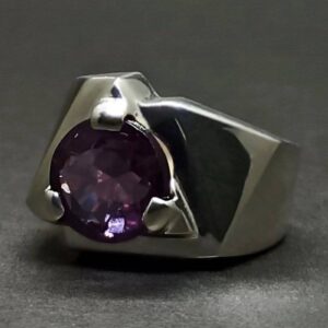 Round Cut 5 Carat Lab Alexandrite Sterling Silver 925, 14k, 18k Gold Handmade Mens Designed Ring