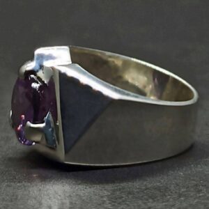 Round Cut 5 Carat Lab Alexandrite Sterling Silver 925, 14k, 18k Gold Handmade Mens Designed Ring