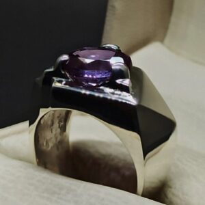 Round Cut 5 Carat Lab Alexandrite Sterling Silver 925, 14k, 18k Gold Handmade Mens Designed Ring