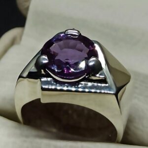 Round Cut 5 Carat Lab Alexandrite Sterling Silver 925, 14k, 18k Gold Handmade Mens Designed Ring