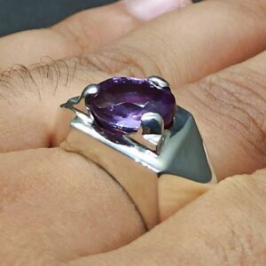 Round Cut 5 Carat Lab Alexandrite Sterling Silver 925, 14k, 18k Gold Handmade Mens Designed Ring