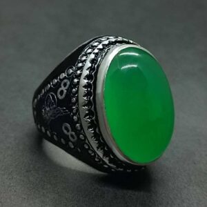 Natural Yemeni Green Agate Turkish Ring