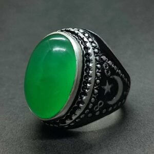 Natural Yemeni Green Agate Turkish Ring