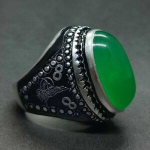 Natural Yemeni Green Agate Turkish Ring