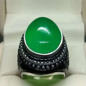 Natural Yemeni Green Agate Turkish Ring