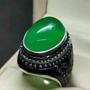 Natural Yemeni Green Agate Turkish Ring