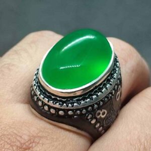 Natural Yemeni Green Agate Turkish Ring