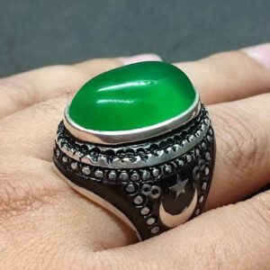 Natural Yemeni Green Agate Turkish Ring