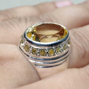 Yellow Topaz Sterling Silver Men’s Ring