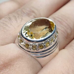 Yellow Topaz Sterling Silver Men’s Ring