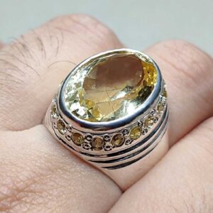 Yellow Topaz Sterling Silver Men’s Ring