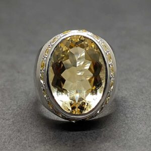 Yellow Topaz Sterling Silver Men’s Ring